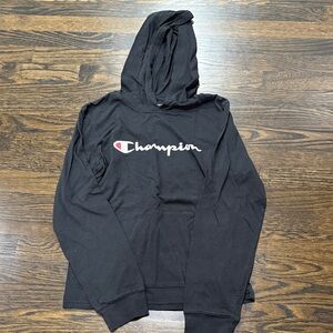 Champion Kids Black Pullover Long Sleeve T-Shirt Hoodie